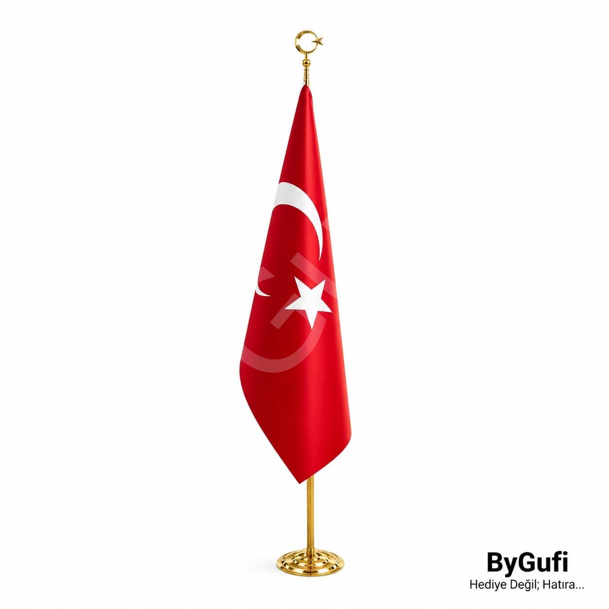 ByGufi Hediye Türk Makam Bayrak (Gold Direk, Saçaksız)