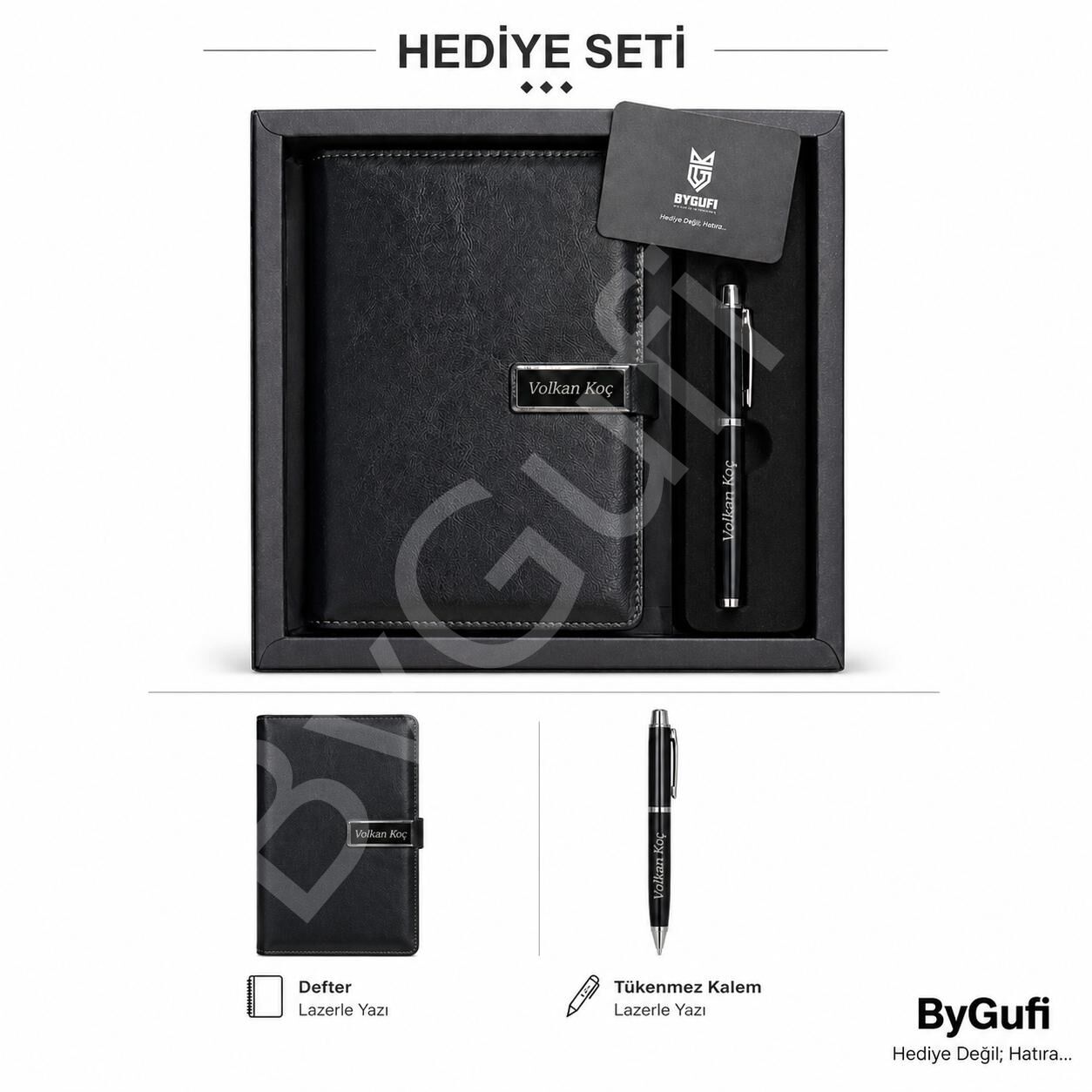 ByGufi İsme Özel Ajanda - Kalem Hediye Seti
