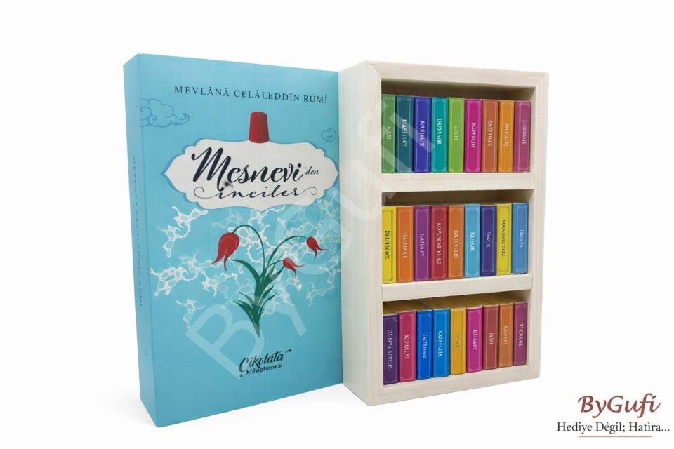 ByGufi İsme Özel Mevlana Çikolata Kütüphanesi Hediyelik