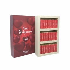 ByGufi Kişiye Özel Çikolata Kütüphanesi – “Seni Seviyorum” Özel Aşk Konsepti, Mini Kitap Tasarımlı, El Yapımı, Dekoratif ve Hediye Seti