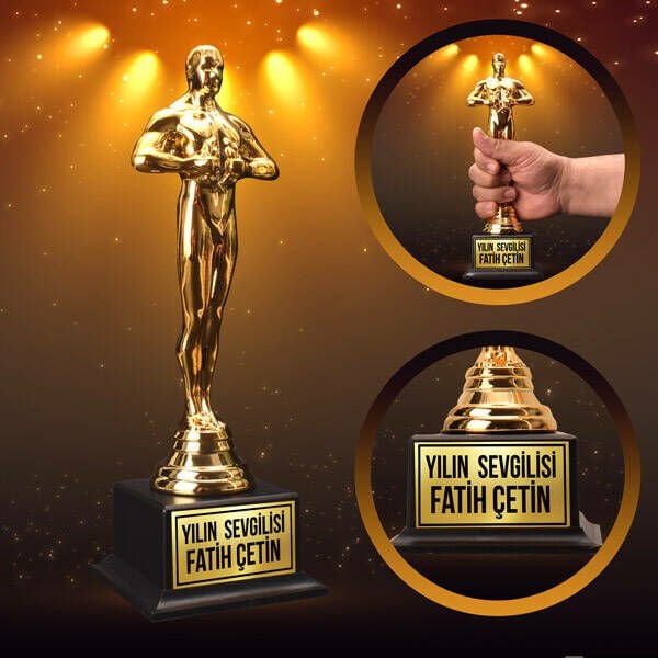 ByGufi Kişiye Özel Oscar Heykeli – Hediye Kutulu, Dekoratif ve Kişiselleştirilebilir