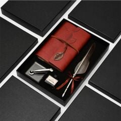 ByGufi İsme Özel Deri Hatıra Defteri Divit Kalem Hediye Seti