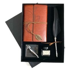 ByGufi İsme Özel Deri Hatıra Defteri Divit Kalem Hediye Seti