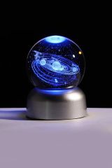 ByGufi Kişiye Özel Hediyelik Cam Küre – Güneş Sistemi Figürlü | Dekoratif Obje ve Renk Değiştiren Gece Lambası