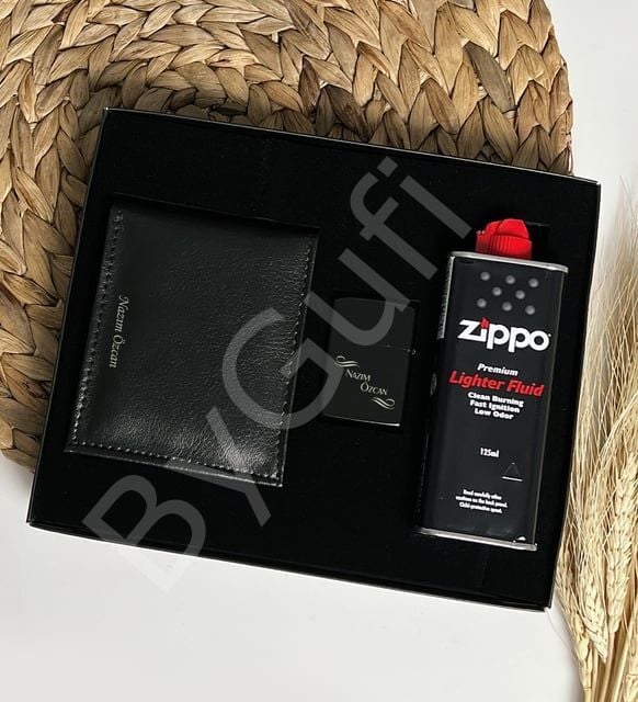 ByGufi İsme Özel Çakmak - Zippo Benzin - Cüzdan Hediye Seti