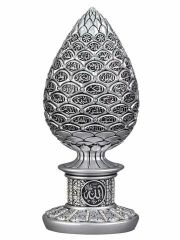 ByGufi Kozalak Boytu – Orta Boy – Sarı/Gümüş / Esma’ül Hüsna Nakışlı / Fraktal Geometri & Altın Oran Temalı / Kristal Taşlı Dekoratif Obje / Özel Kutulu