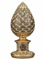 ByGufi Kozalak Boytu – Orta Boy – Sarı/Gümüş / Esma’ül Hüsna Nakışlı / Fraktal Geometri & Altın Oran Temalı / Kristal Taşlı Dekoratif Obje / Özel Kutulu