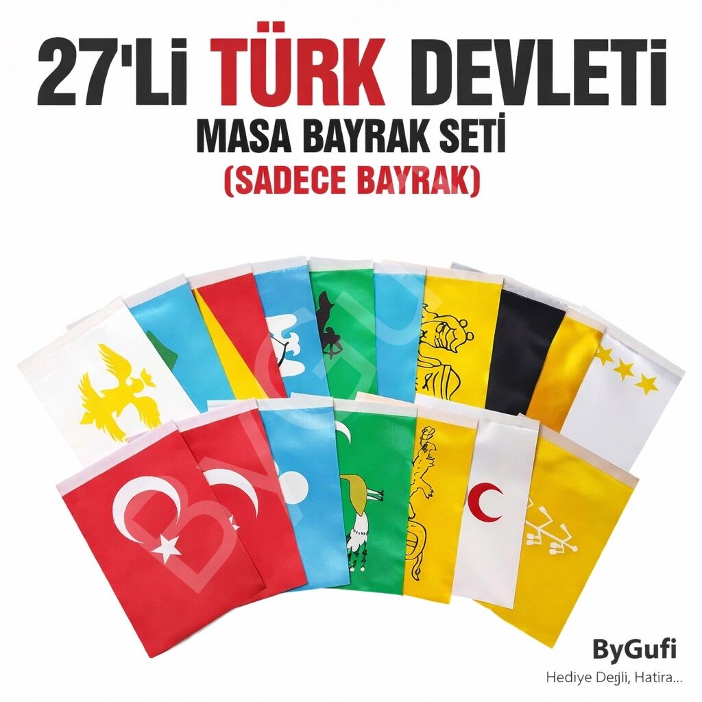 ByGufi 27 Devlet Seti Masa Bayrağı – 15×22,5 cm