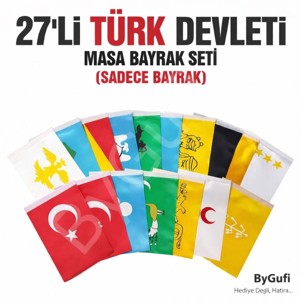 ByGufi 27 Devlet Seti Masa Bayrağı – 15×22,5 cm