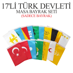 Kurumsal Hediye - 17 Devlet Seti Masa Bayrağı 15x22,5 cm | ByGufi Özel Tasarım