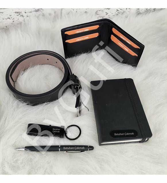 ByGufi İsme Özel Defter Kalem Kemer Anahtarlık Cüzdan Set