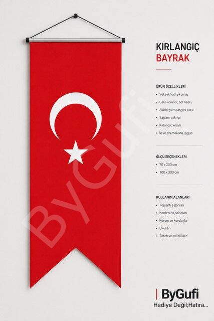 ByGufi Kırlangıç Türk Bayrağı 50x150 cm