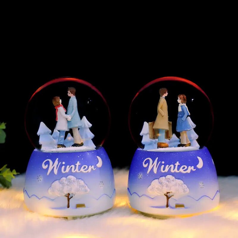 ByGufi Kış Temalı Kar Küresi Büyük Boy – Işıklı, Müzikli, Kar Püskürtmeli, Sevgili ve Kış Hediyesi, Ev ve Ofis Dekoru