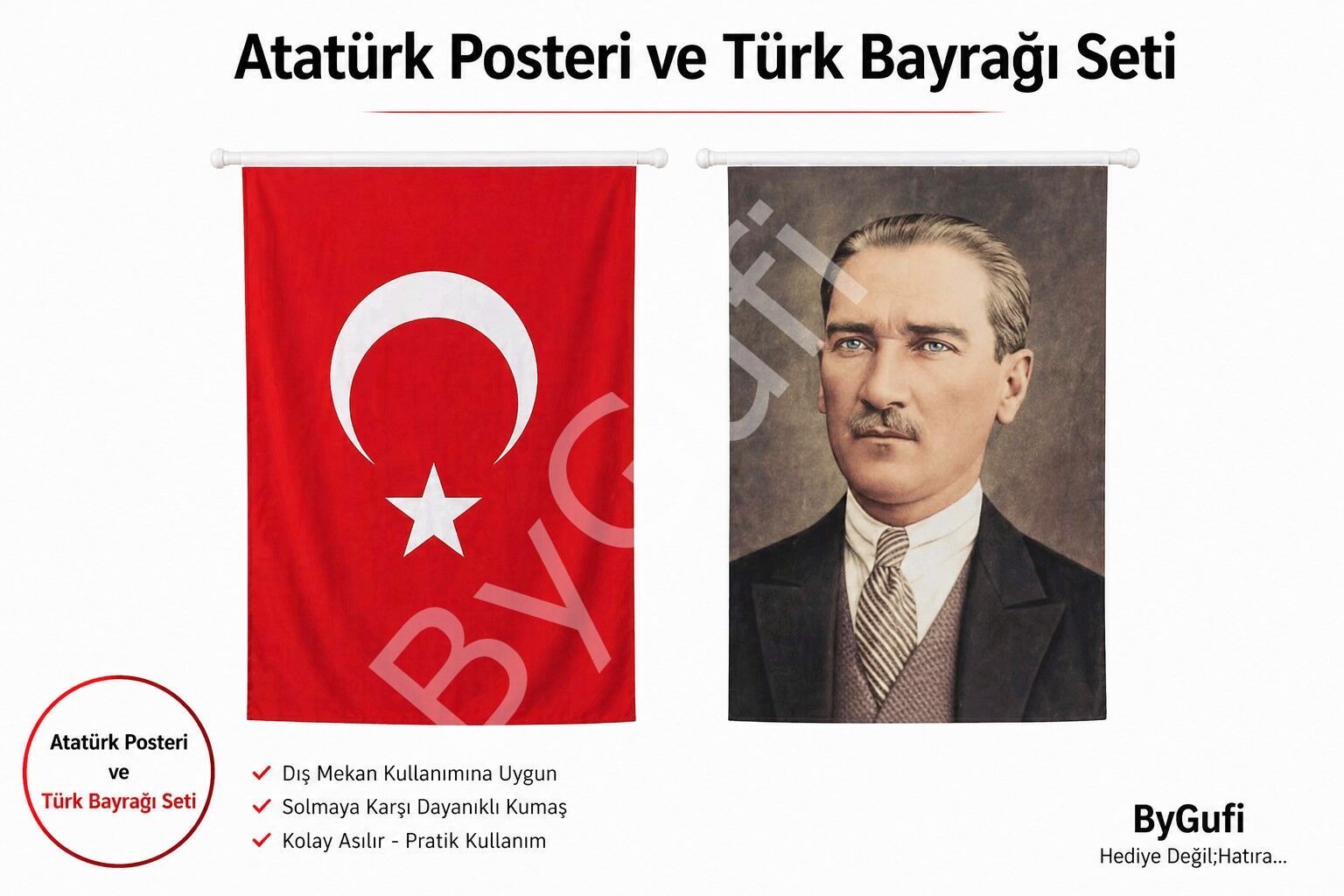 ByGufi Kurumsal Hediye – Türk Bayrağı ve Atatürk Posteri 400x600 cm