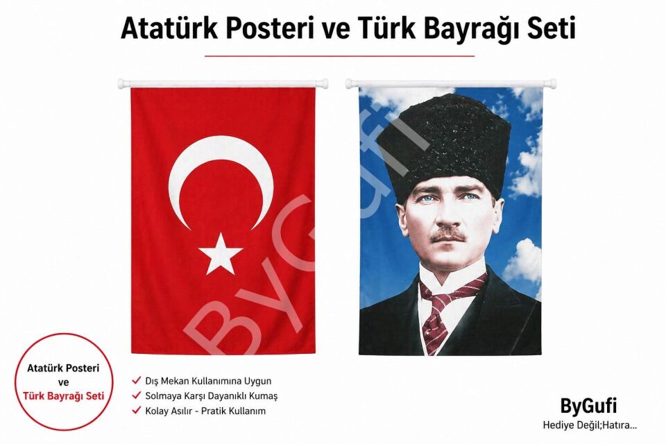 ByGufi Kurumsal Hediye – Türk Bayrağı ve Atatürk Posteri 400x600 cm