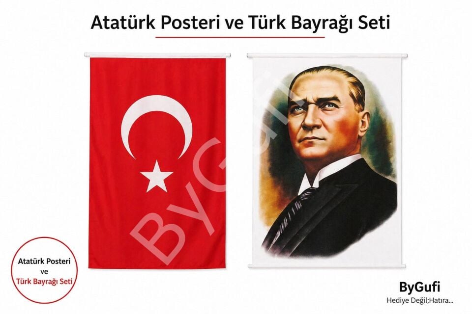 ByGufi Kurumsal Hediye – Türk Bayrağı ve Atatürk Posteri 400x600 cm