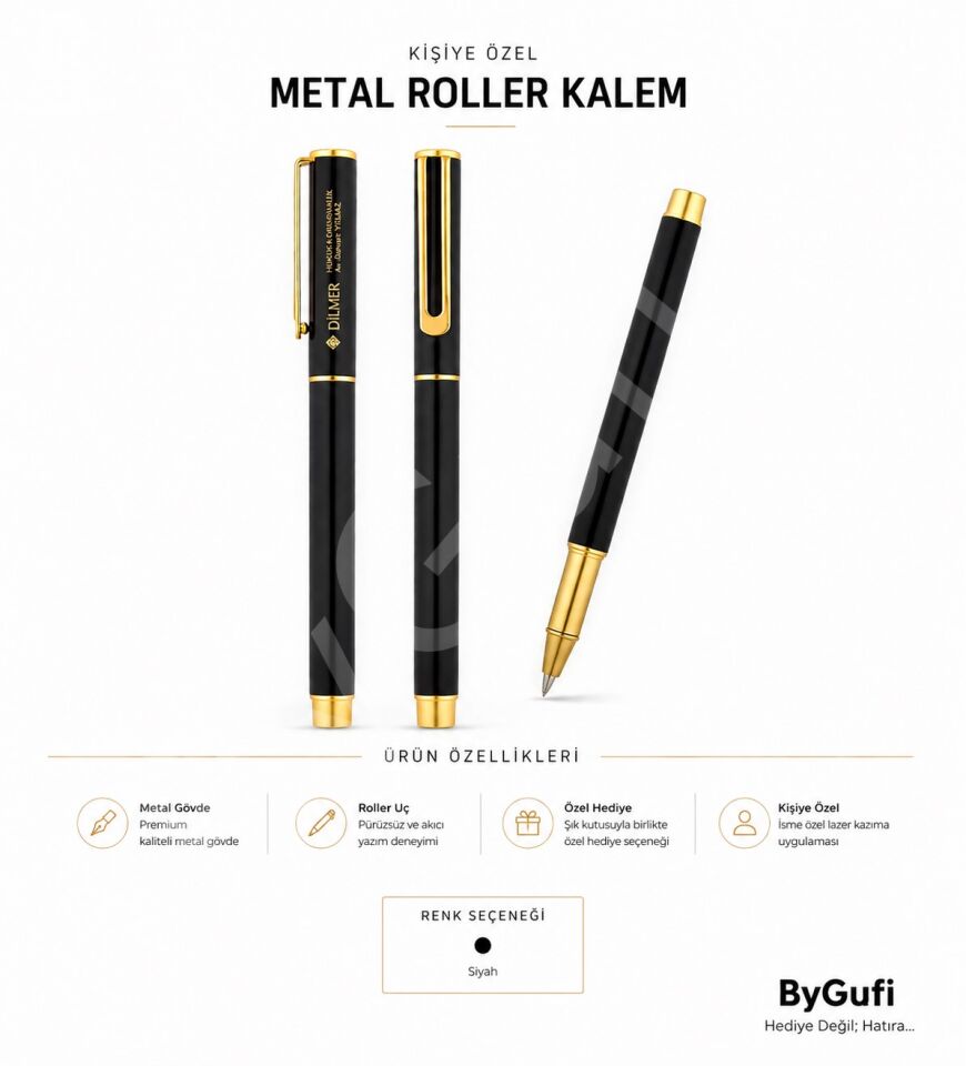 ByGufi Kişiye Özel Hediye 1112-R Metal Roller Kalem