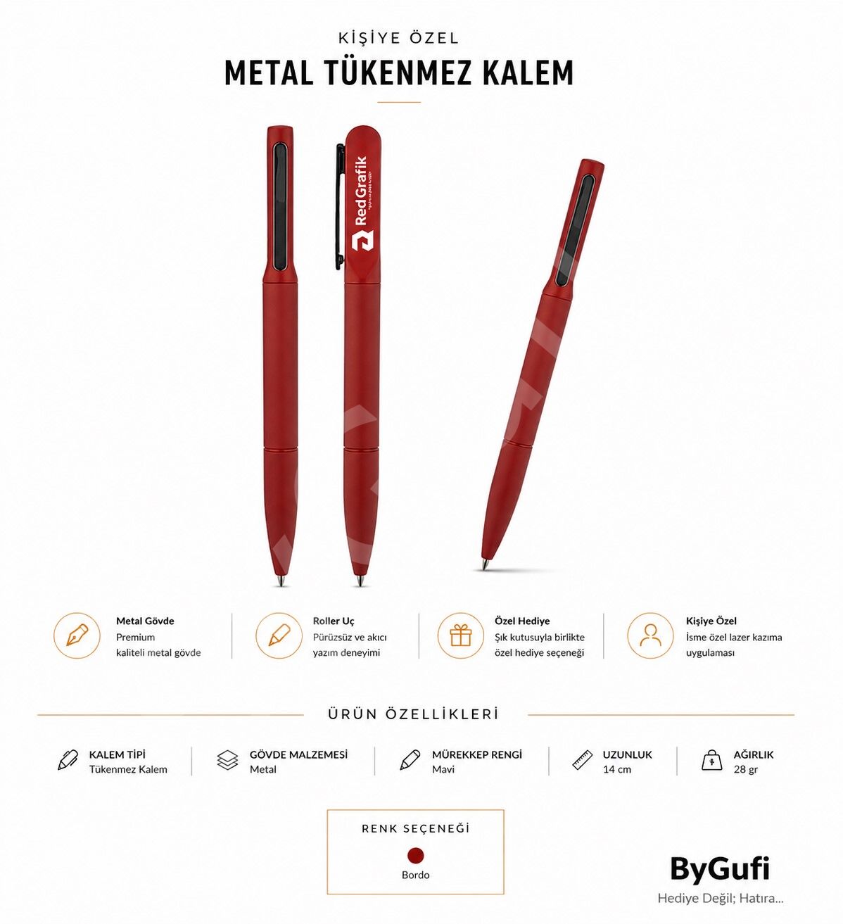 ByGufi Kişiye Özel Hediye LED’li Kalem 1250