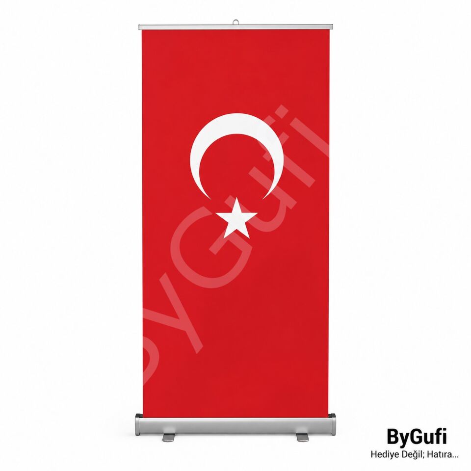 ByGufi Kurumsal Hediye – Roll-Up Banner Türk Bayrağı, 80x200 cm
