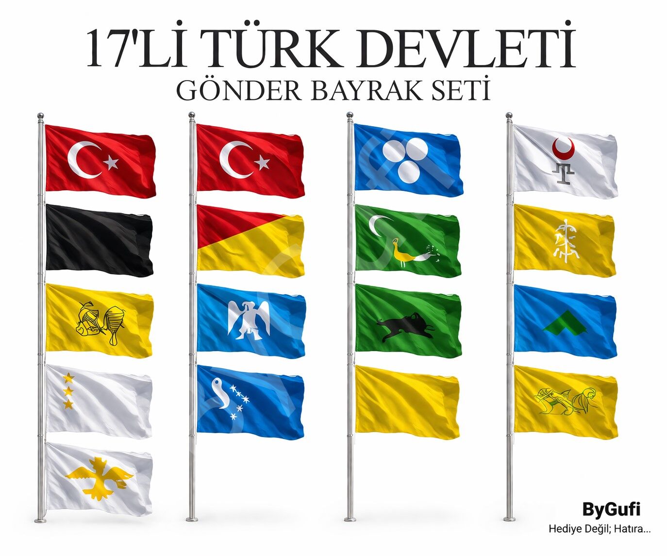 ByGufi 17 Devlet Seti – Gönder Bayrağı 70×105 cm