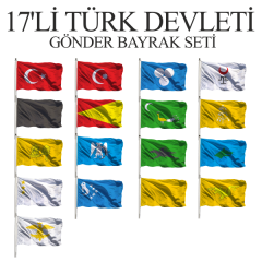 ByGufi 17 Devlet Seti – Gönder Bayrağı 100×150 cm, 17’li Türk Devletleri Bayrakları