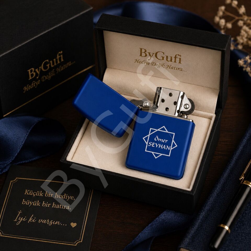 ByGufi İsme Özel Hediye Zippo Model Çakmak – Lacivert