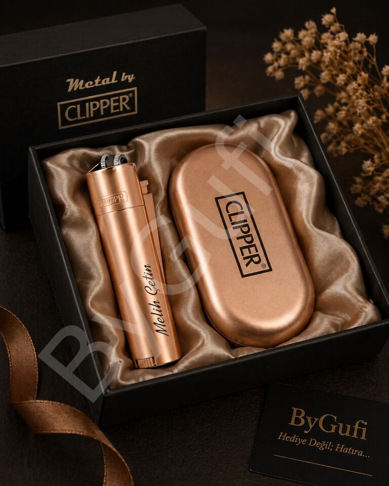 ByGufi İsme Özel Hediye Clipper Metal Çakmak – Gold