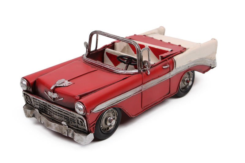 ByGufi Nostaljik Dekoratif Metal Araba – Üstü Açık Classic Chevrolet, Vintage Tasarım, El Yapımı ve Boyamalı, Dekoratif Koleksiyon Ürünü