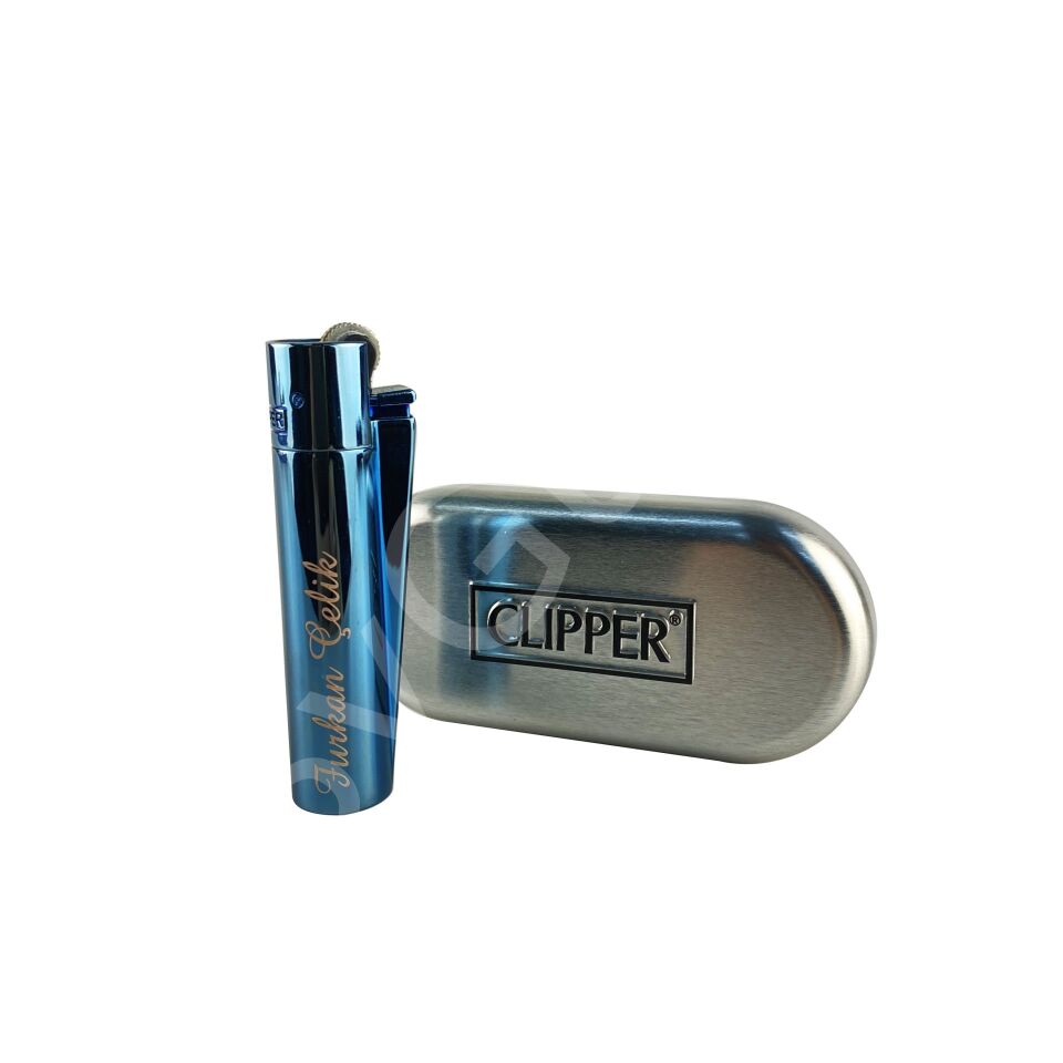 ByGufi İsme Özel Hediye Clipper Metal Çakmak – Deep Blue