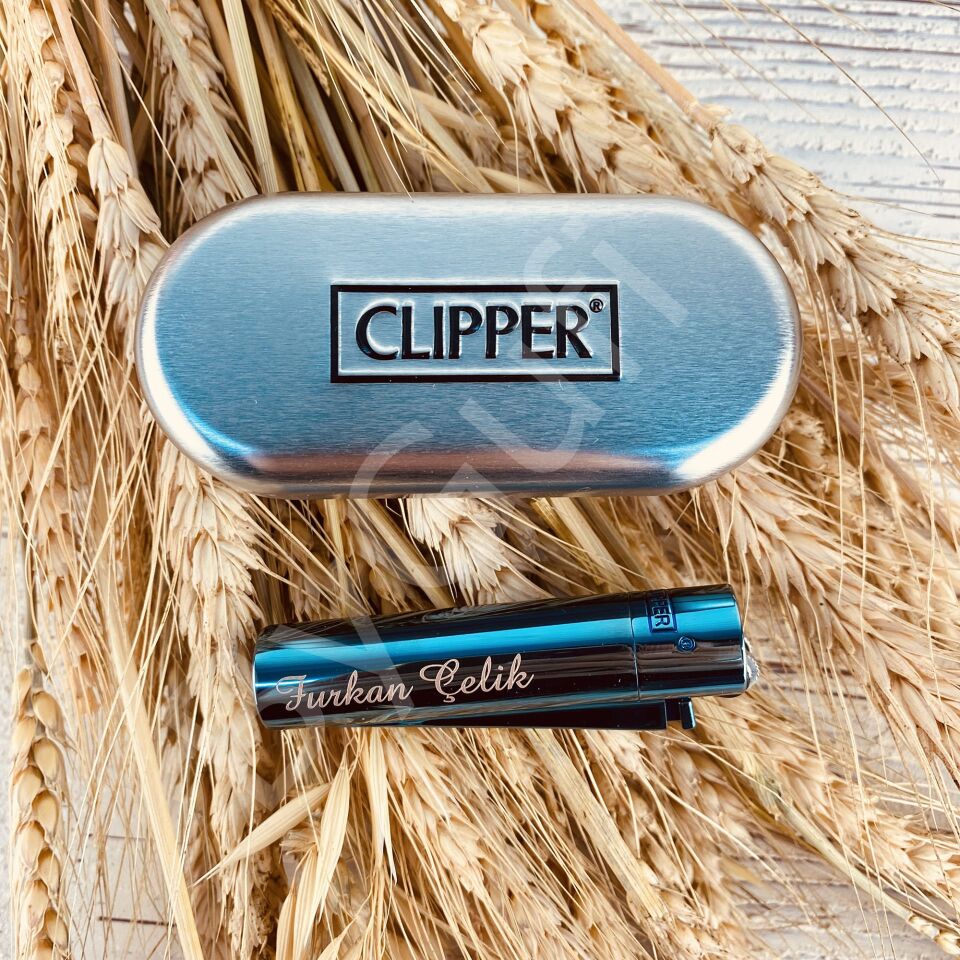 ByGufi İsme Özel Hediye Clipper Metal Çakmak – Deep Blue