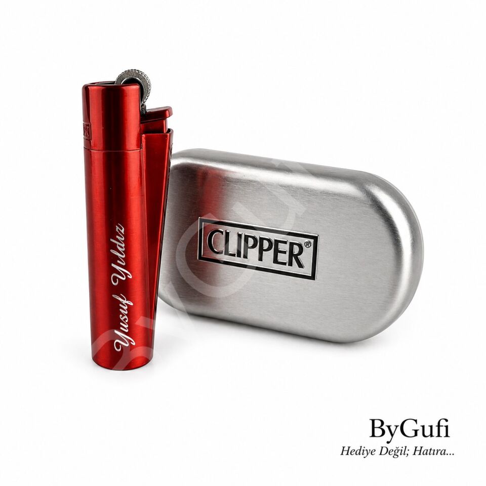 ByGufi İsme Özel Clipper Metal Çakmak – Red