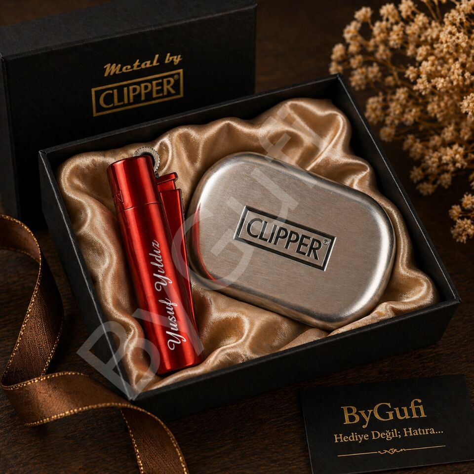 ByGufi İsme Özel Clipper Metal Çakmak – Red