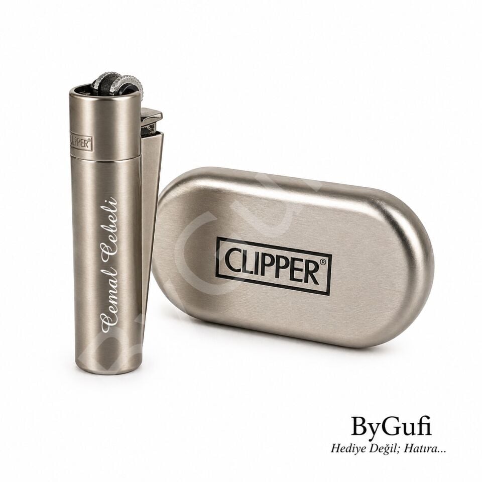 ByGufi İsme Özel Clipper Metal Çakmak – Silver