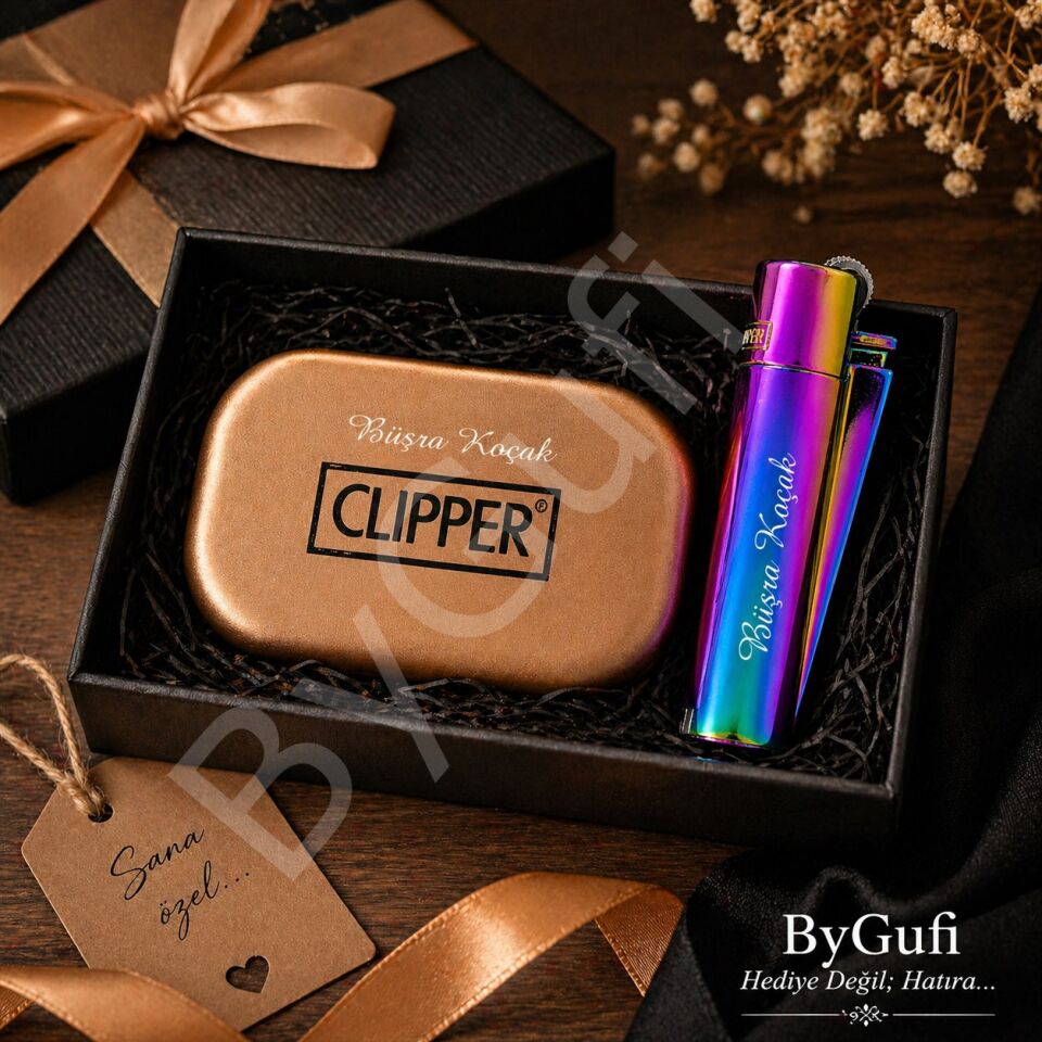 ByGufi İsme Özel Clipper Metal Çakmak – Icy