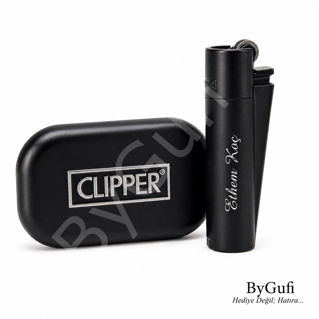 ByGufi İsme Özel Clipper Çakmak – Siyah