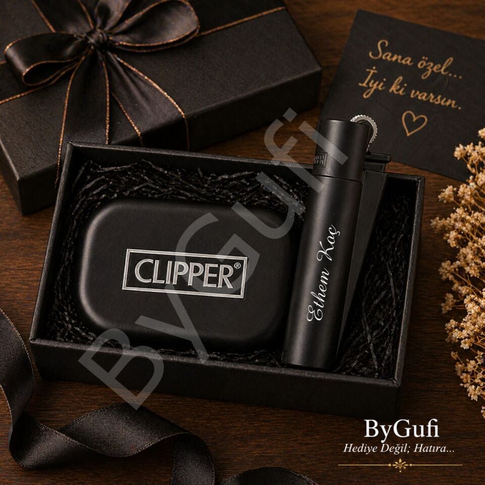 ByGufi İsme Özel Clipper Çakmak – Siyah