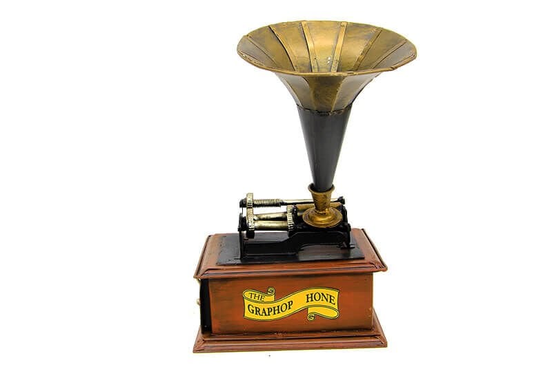 ByGufi Hediyelik El Yapımı Dekoratif Metal Gramofon Kutu