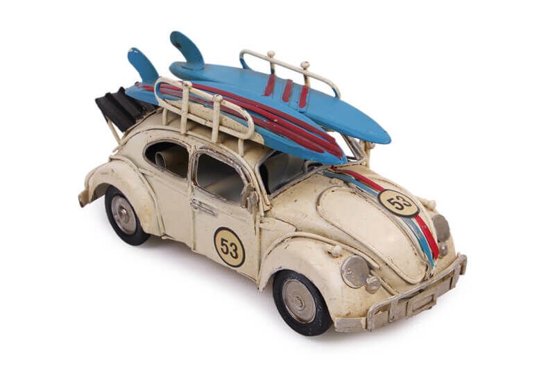 ByGufi Dekoratif Metal Araba – Volkswagen Beetle Classic Vosvos Sörf Tasarım, Vintage El Boyama, Ev ve Ofis Dekorasyonu