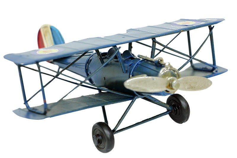 ByGufi Nostaljik Dekoratif Metal Uçak Çift Kanatlı – Vintage El Boyama, Ev ve Ofis Dekorasyonu