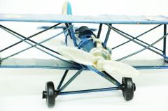 ByGufi Nostaljik Dekoratif Metal Uçak Çift Kanatlı – Vintage El Boyama, Ev ve Ofis Dekorasyonu