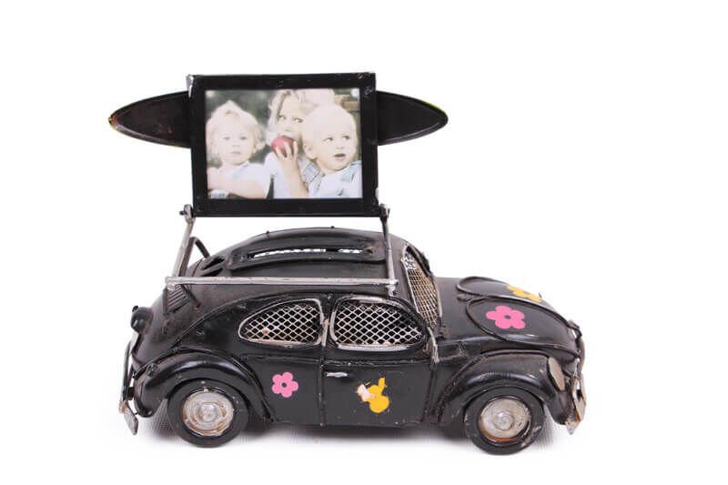 ByGufi El Yapımı Dekoratif Metal Araba – Vosvos / Black, Vintage Eskitme, Metal Kumbara ve Çerçeve Özellikli, El Boyamalı, Ev ve Ofis Dekoru, Koleksiyonluk Hediye