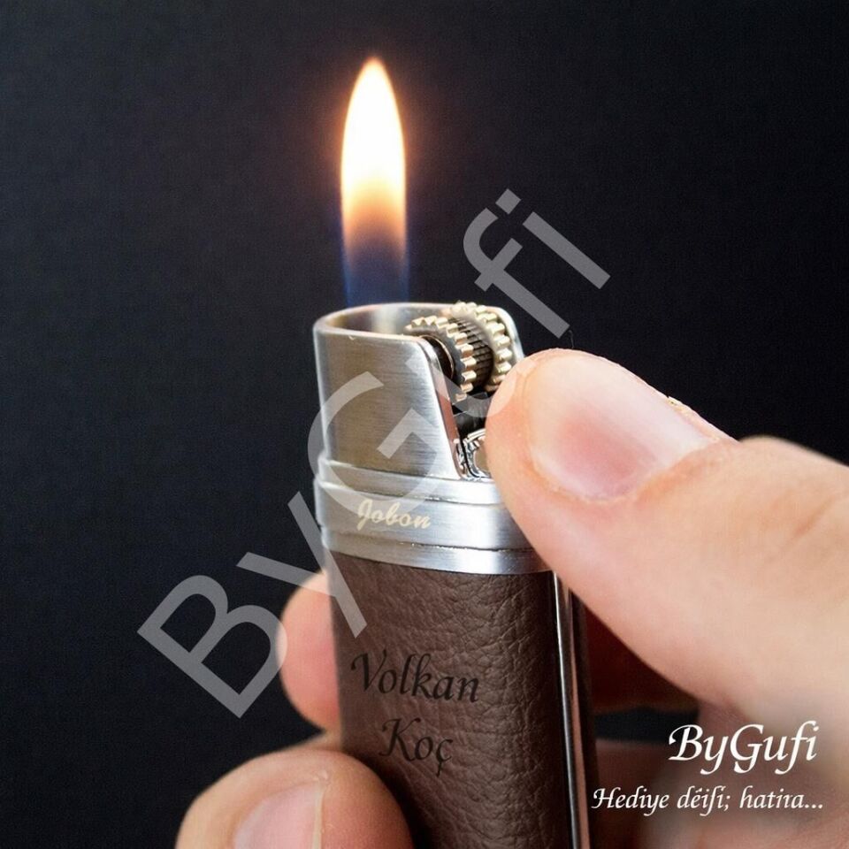 ByGufi Kişiye Özel JOBON Deri Kaplama Çakmak
