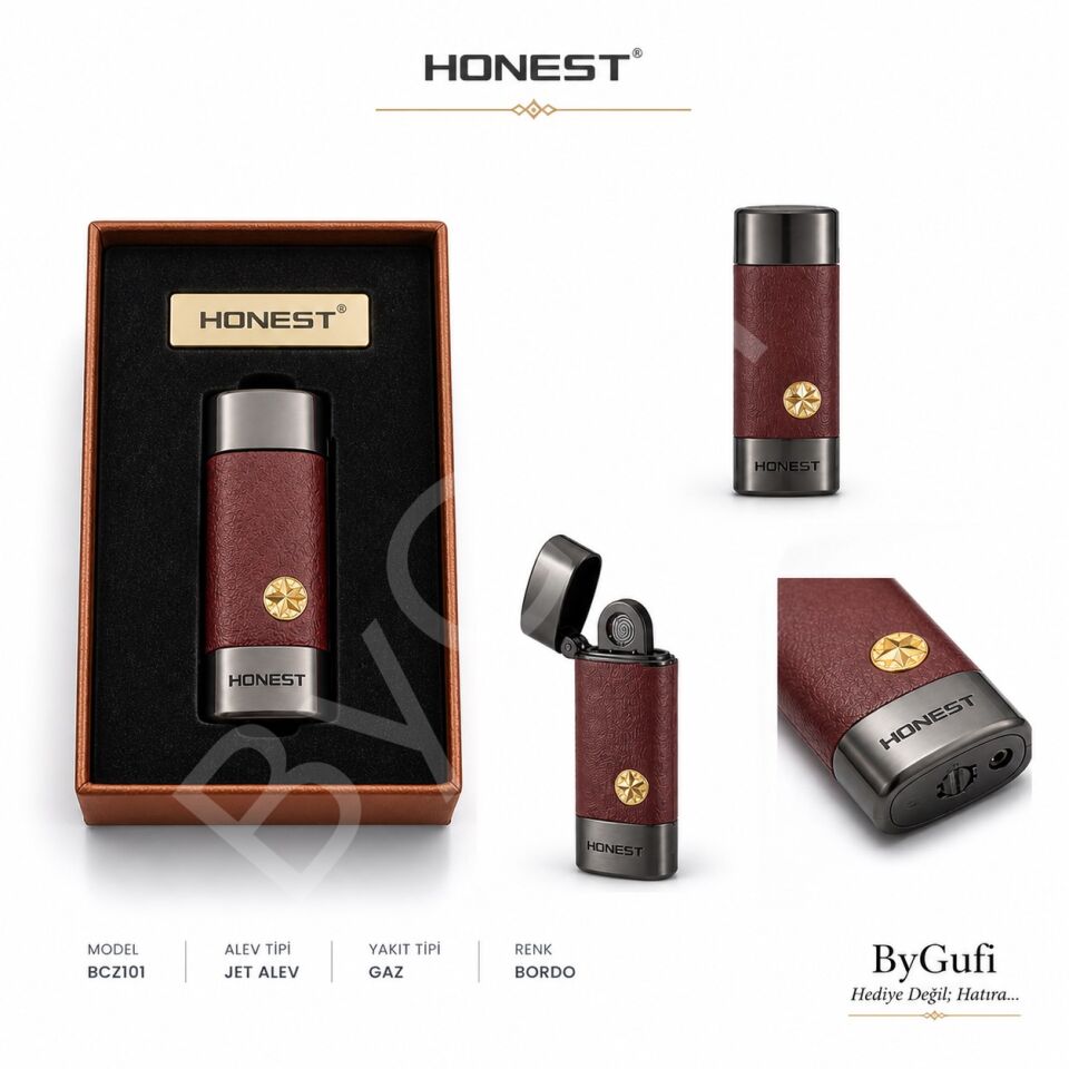 ByGufi İsme Özel Honest Deri Kaplama Şarjlı Çakmak