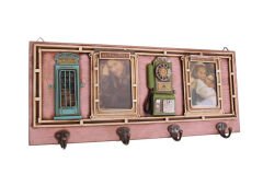 ByGufi Nostaljik Dekoratif Metal Anahtarlık Çerçeveli Telefon Kulübesi – Ahşap ve Metal, Vintage Eskitme, El Yapımı ve El Boyama, Dekoratif ve Fonksiyonel Hediye