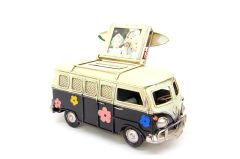 Nostaljik Dekoratif Metal Minibüs Çerçeveli ve Kumbaralı