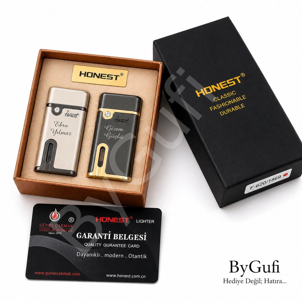 ByGufi İsme Özel Honest Jet Alevli Swarovski Taşlı Çakmak