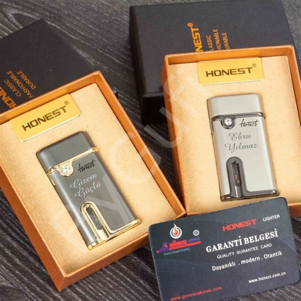 ByGufi İsme Özel Honest Jet Alevli Swarovski Taşlı Çakmak