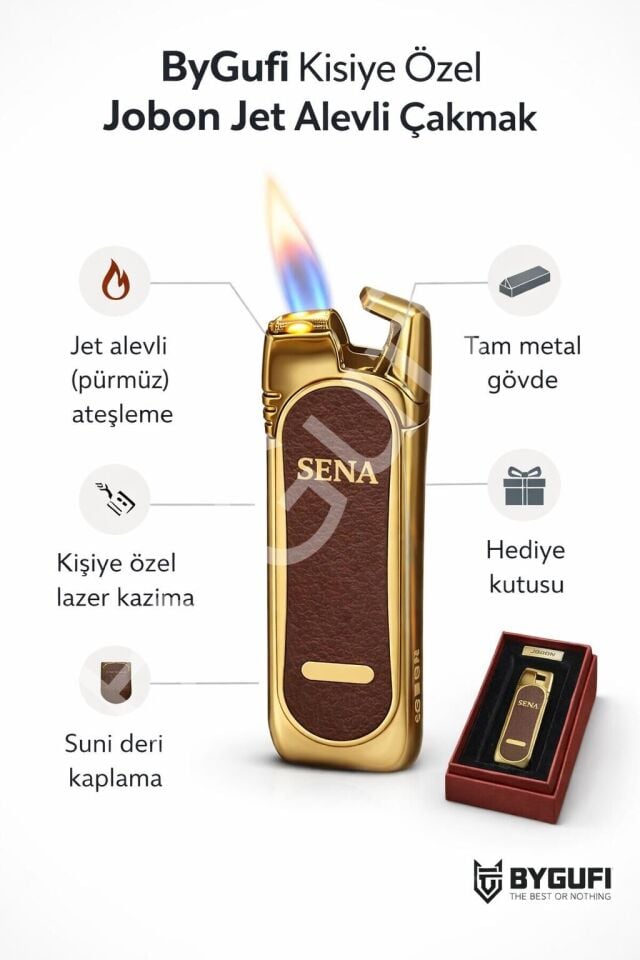 ByGufi Kişiye Özel Jet Alevli Jobon Çakmak