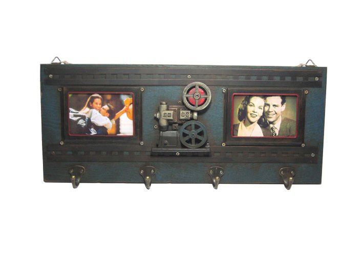 ByGufi Nostaljik Dekoratif Metal Askı Çerçeveli Sinema Temalı – Vintage Tasarım, Metal & Ahşap, Çift Çerçeve, Dekoratif ve Fonksiyonel Hediye