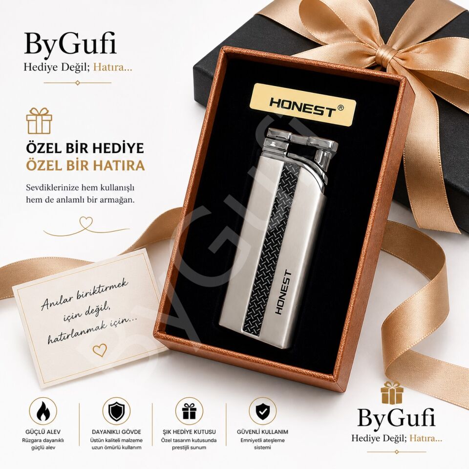 ByGufi İsme Özel Honest Çakmak – Gümüş Desenli